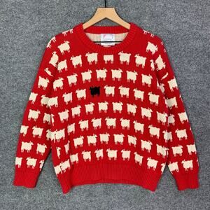 Red Sheep Pattern Sweater